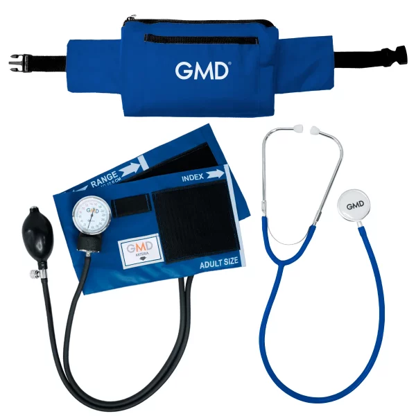 Kit Tensiometro Doble Campana Fonendoscopio + Canguro GMD Azul Ceruleo