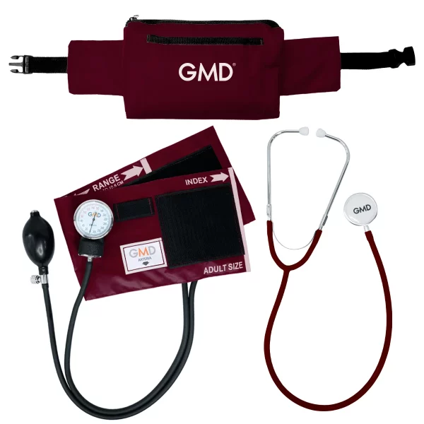 Kit Tensiometro Doble Campana Fonendoscopio + Canguro GMD Vinotinto