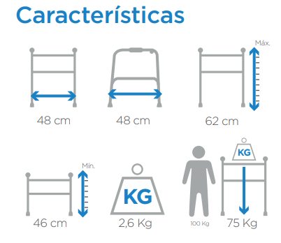 CAMINADOR CON ASIENTO EN LONA Y RUEDAS DELANTERAS