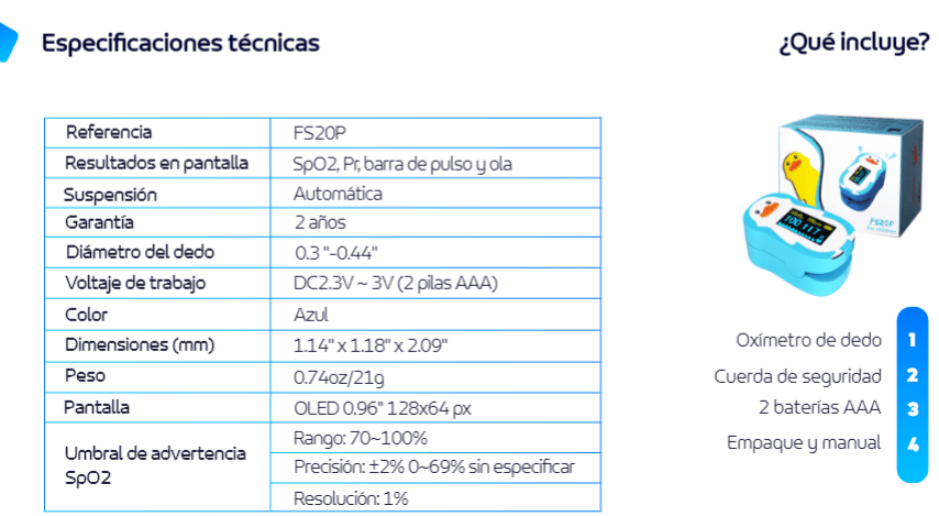 Oxímetro De Pulso Pediátrico y Neonatal